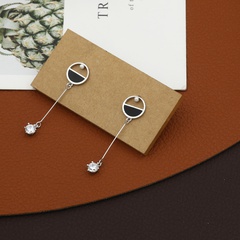 fashion simple half-hollow circle copper zircon drop earrings