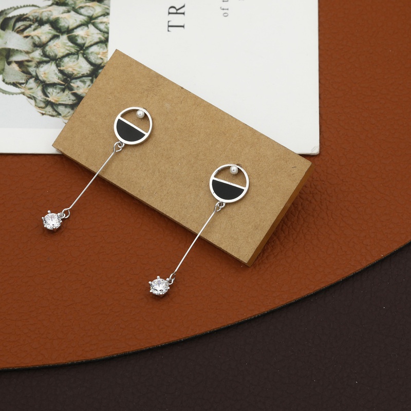 fashion simple halfhollow circle copper zircon drop earrings