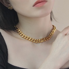 Fashion simple thick female short clavicle chain titanium steel necklace