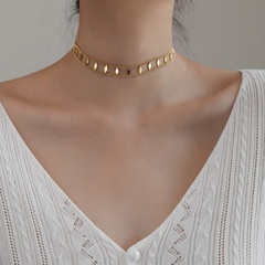 Fashion double-layer diamond titanium steel necklace clavicle chain