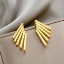 fashion irregular golden vertical strip titanium steel earringspicture7