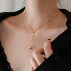 exquisite ball pendant simple sweet tassel titanium steel necklace