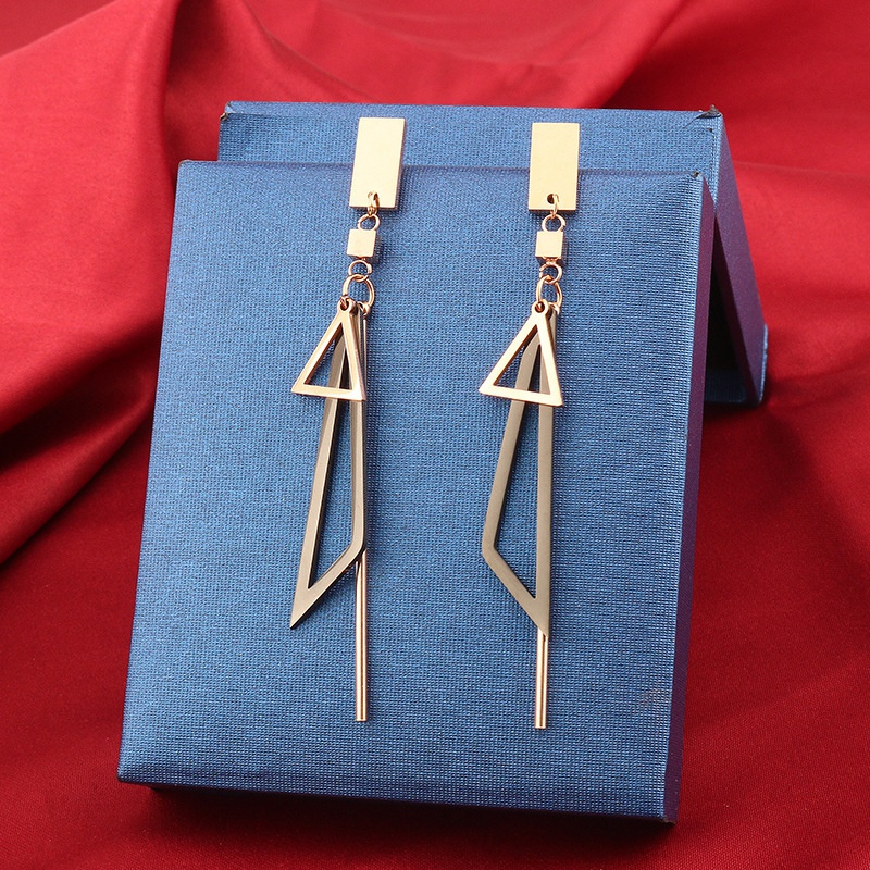 fashion new geometric triangle irregular titanium steel contrast color earrings