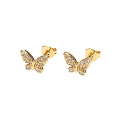 2022 new copper diamond butterfly earrings female European and American simple earrings
