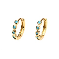 European and American new blue turquoise copper plated real gold earrings female