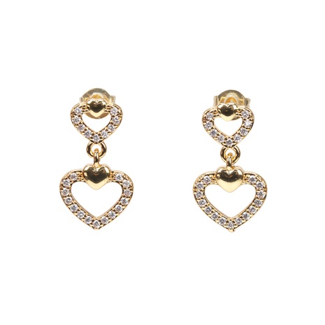 European and American long heart earrings simple copper inlaid zircon earrings NHPY621631's discount tags