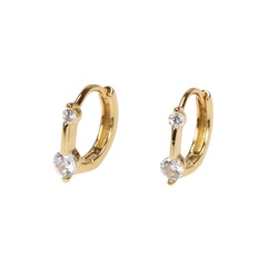 European and American fashion diamond-studded round copper gold-plated earrings
