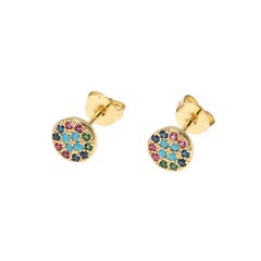 European and American new simple copper inlaid colored zirconium earrings female