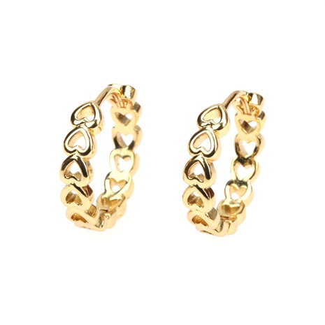European and American fashion hollow heart-shaped copper-plated real gold ear jewelry's discount tags