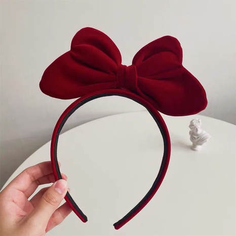 new autumn and winter red velvet bow headbands retro headbands wholesale  NHAQ621656's discount tags