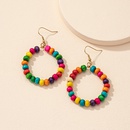 Boho colorful round bead geometric circle ear studs womens wooden ear jewelrypicture6