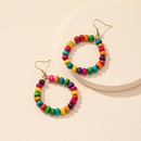 Boho colorful round bead geometric circle ear studs womens wooden ear jewelrypicture7