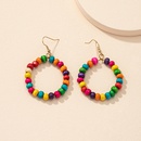 Boho colorful round bead geometric circle ear studs womens wooden ear jewelrypicture8