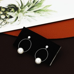 fashion niche geometric oval copper pearl earrings