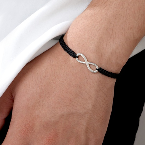 Bracelet européen et américain tissé à la main à 8 caractères avec nœud plat pour hommes et femmes's discount tags