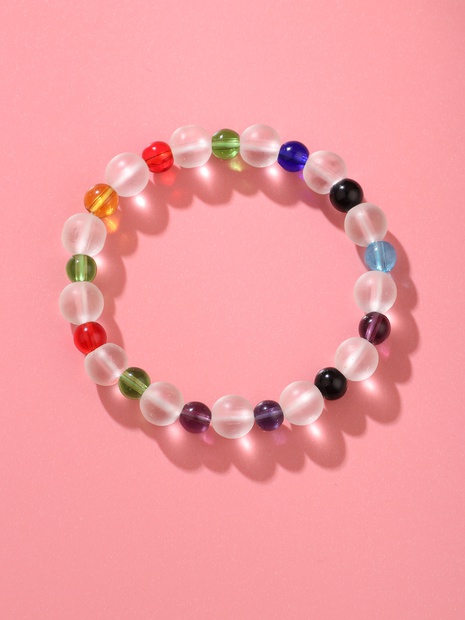 Bracelet de perles givrées de couleur créative bracelet élastique en cristal imitation NHQN622267's discount tags