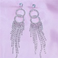 fashion multilayer rhinestone round claw chain long tassel earrings wholesalepicture11