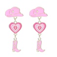 new pink Valentines day fashionable gradient heart cowboy boots hat earringspicture10