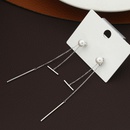 simple long geometric tassel fine copper inlaid pearl earringspicture3