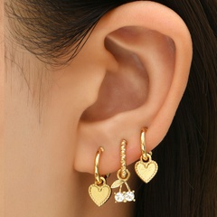 fashion heart cherry shaped pendant multi-piece set of alloy earrings wholesale