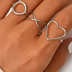 fashion geometric hollow heart circle simple three-piece ring