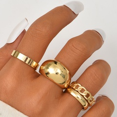simple vintage solid color hollow geometric metal ring wholesale
