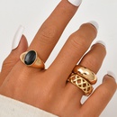vintage wide face geometric hollow contrast color alloy ring wholesalepicture5