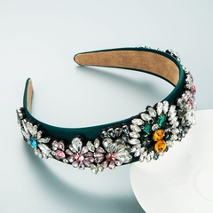 Baroque geometric diamond flower wide headband wholesale