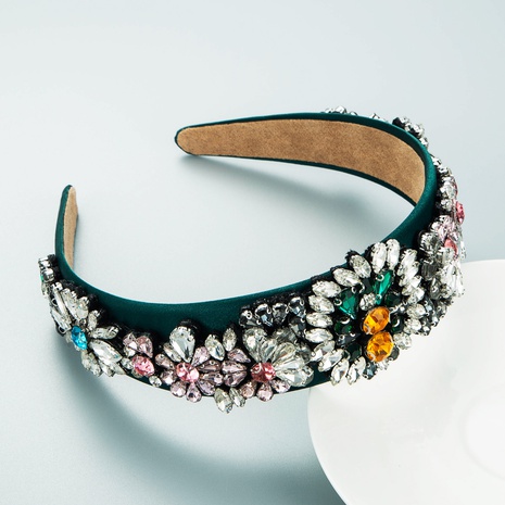 Baroque geometric diamond flower wide headband wholesale  NHLN622259's discount tags