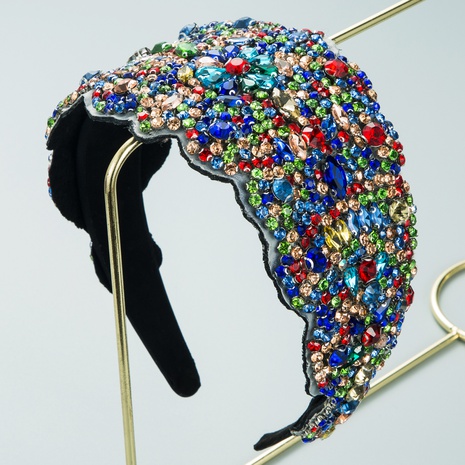 European and American luxury full rhinestone wide-brimmed headband's discount tags