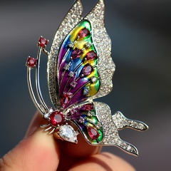 Fashion Inlaid Zircon Cloisonne Butterfly Copper Brooch Enamel Pin