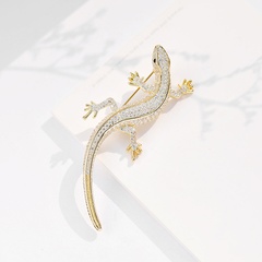 mode créatif rétro lézard gecko zircon cuivre broche accessoires