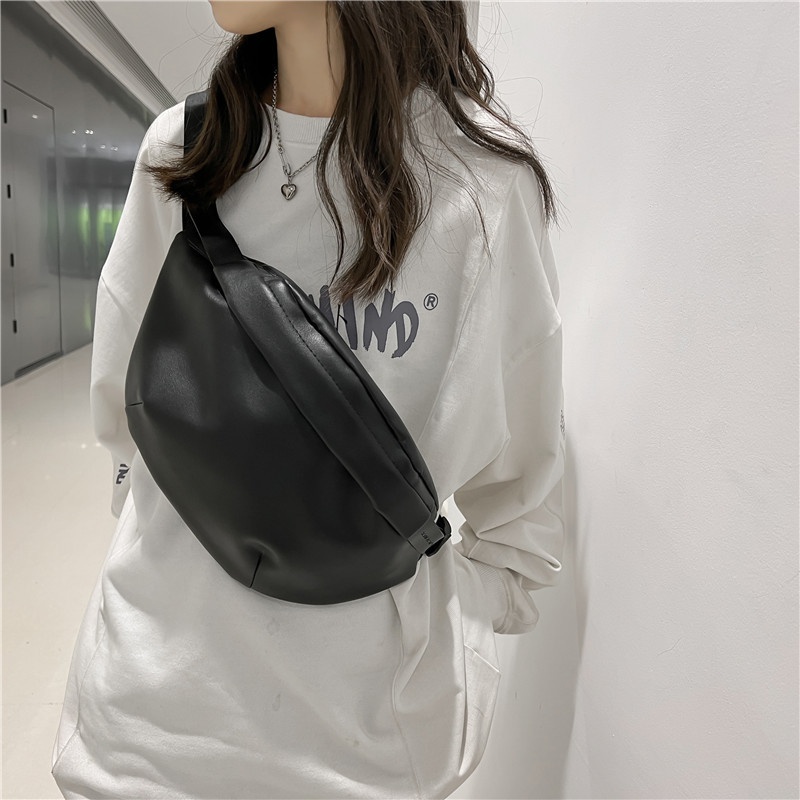 fashion chest bag mens simple shoulder solid color PU waist bag wholesale