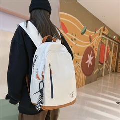 Korean large-capacity schoolbag female contrast color letter zipper backpack