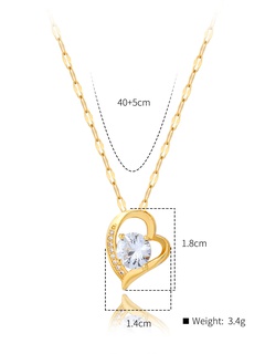 Valentine's Day copper plated 18K gold zircon heart pendant necklace