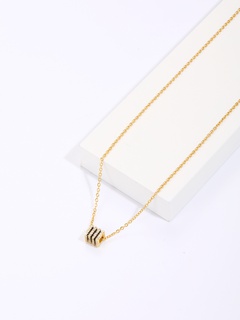 Valentine's Day copper plated 18K gold drip oil zircon cube pendant necklace