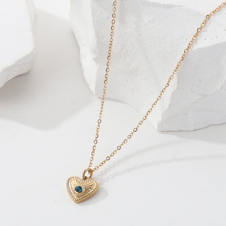 Collier pendentif coeur zircon vert cuivré 18K Saint Valentin's discount tags