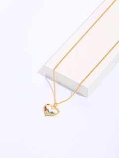 Valentine's Day copper plated 18K gold heart color zircon pendant necklace