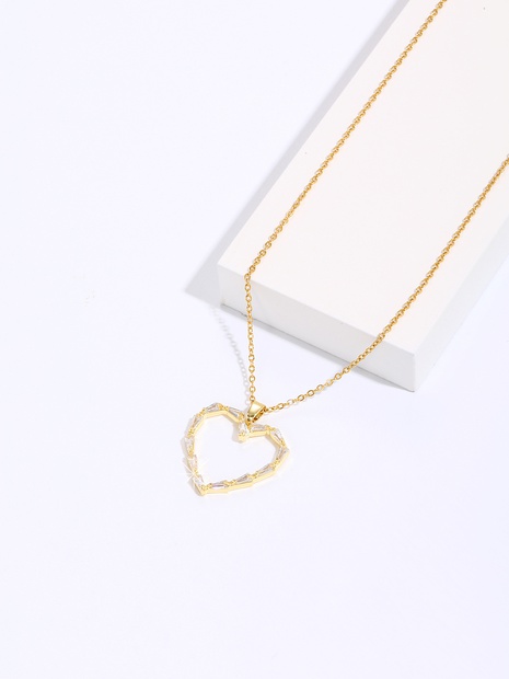 Collier Zircon Coeur Diamant Or 18K Placage Cuivre Saint Valentin's discount tags