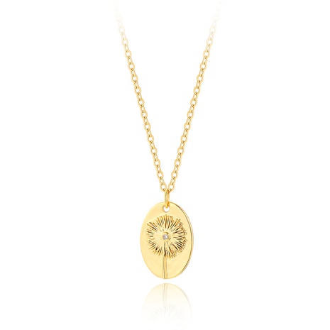 Mother's Day Valentine's Day Copper Plating 18K Gold Dandelion Graphic Zircon Necklace's discount tags