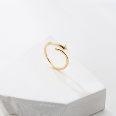 Simple Fashion Plated 18K Gold Snake-shaped Zircon Copper Ring