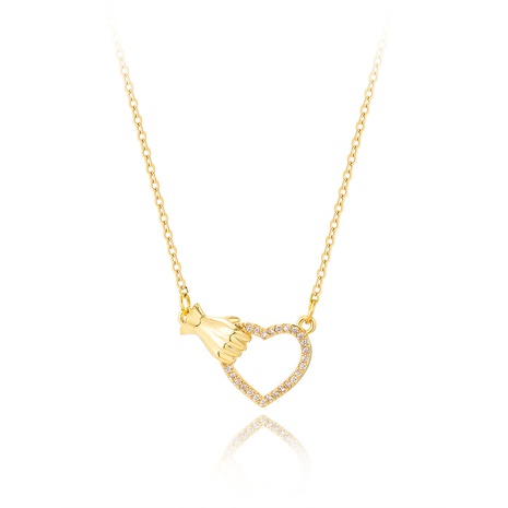 Valentine's Day Heart Copper Plated 18K Gold Arm Heart-Shaped Zircon Necklace's discount tags