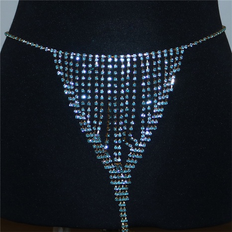 European and American new body chain rhinestone panties tassel thong body chain NHJAJ622212's discount tags