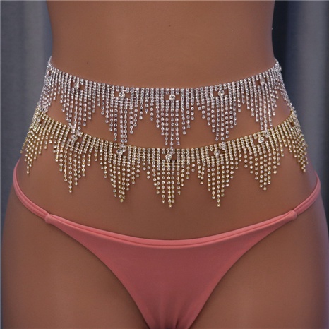 Nuevos accesorios de moda, cadena de cuerpo con borlas de diamantes de imitación, cadena de cintura sexy's discount tags