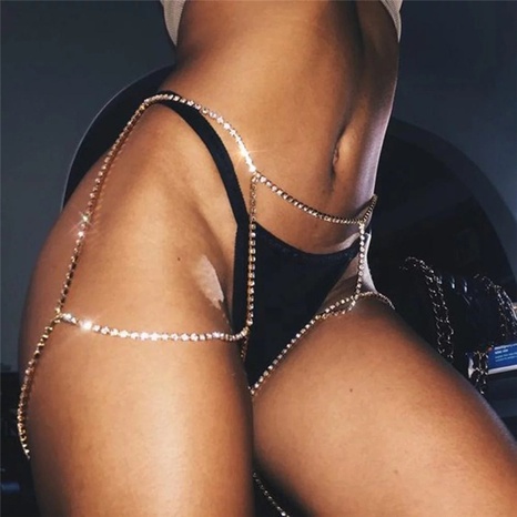 Cadena de cuerpo de diamantes de imitación, cadena de garra de taladro Flash, cadena de pierna, joyería Sexy's discount tags