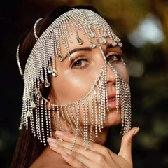 fashion ornaments full diamonds tassel full-face mask dance party shiny mask