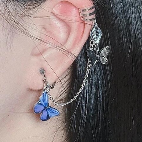 clips d'oreille de papillon en métal argenté en alliage simple créatif de mode's discount tags