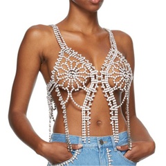 European and American flower-shaped tassel body chain sexy chest chain
