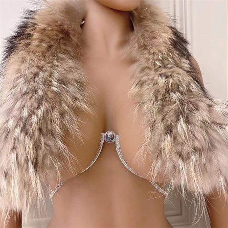 Chaîne de poitrine de mode de luxe de soutien de poitrine ronde de diamant incurvé de mode's discount tags