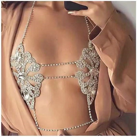 retro rhinestone inlaid hollow top sexy flower-shaped body chain's discount tags